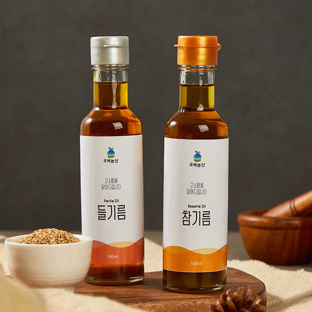 [고창마켓_오복농산] 기름세트 3종 180ml (참기름+들기름+생들기름)